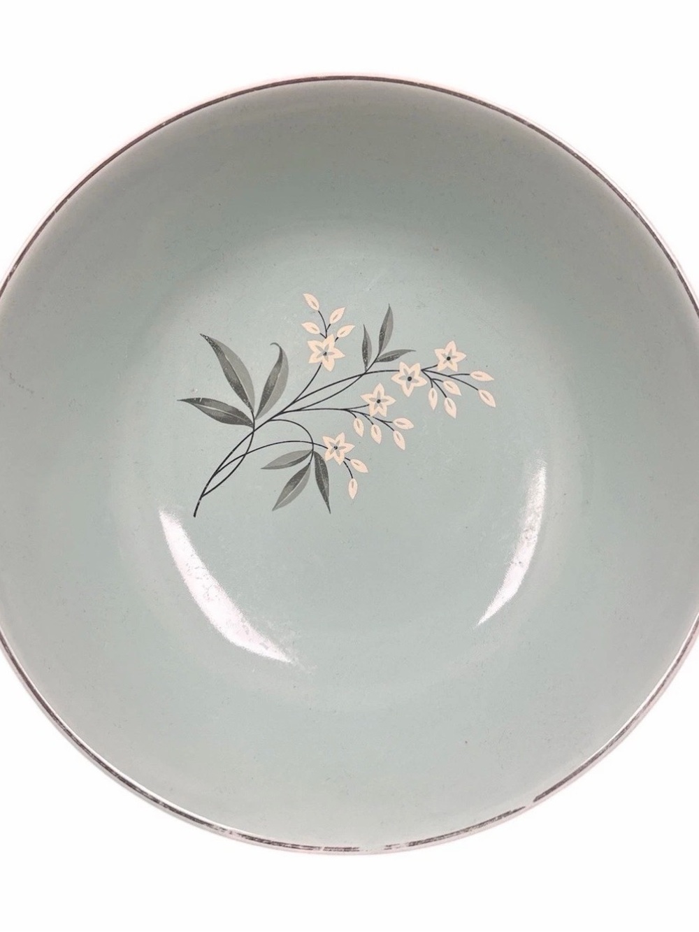 WS George Light Aqua Floral Bowl Lg 9 inch